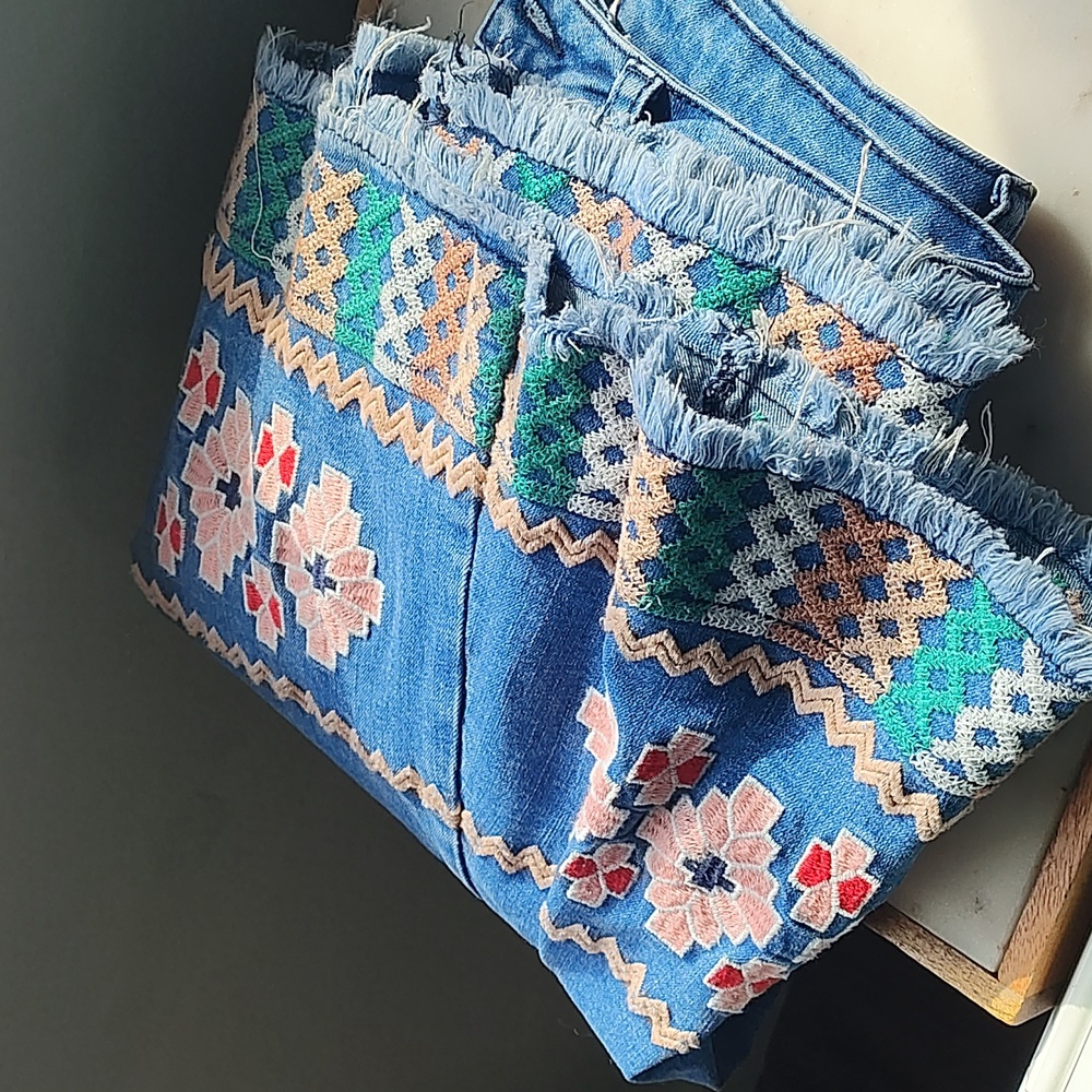 Embroidered Blue Jeans